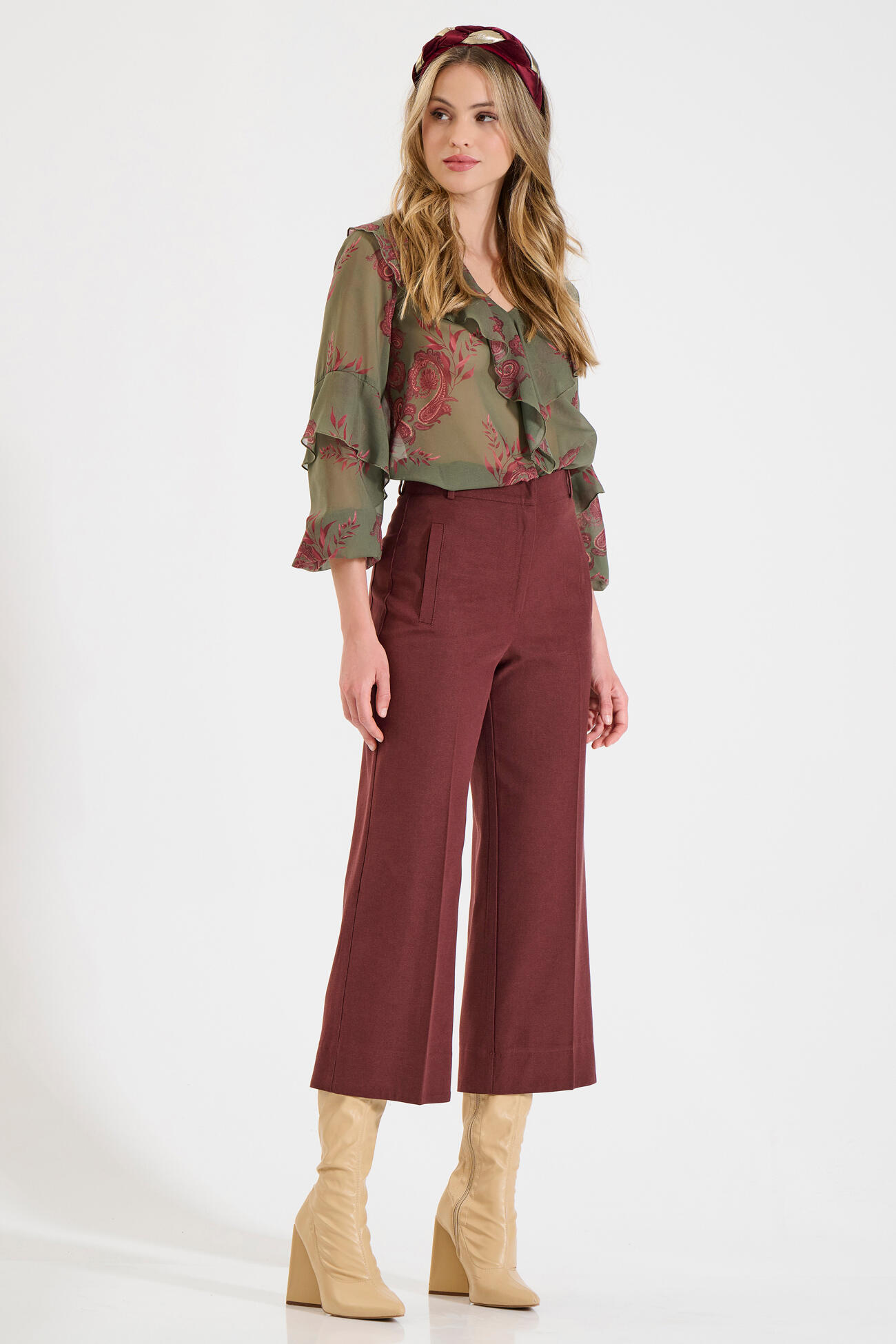 Bill Cost Παντελόνι cropped από Λιοσέλ και Βαμβάκι-10-060817-0-Burgundy/μπορντό Bill Cost Παντελόνι cropped από Λιοσέλ και Βαμβάκι-10-060817-0-Burgundy/μπορντό