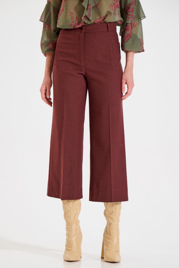 Bill Cost Παντελόνι cropped από Λιοσέλ και Βαμβάκι-10-060817-0-Burgundy/μπορντό