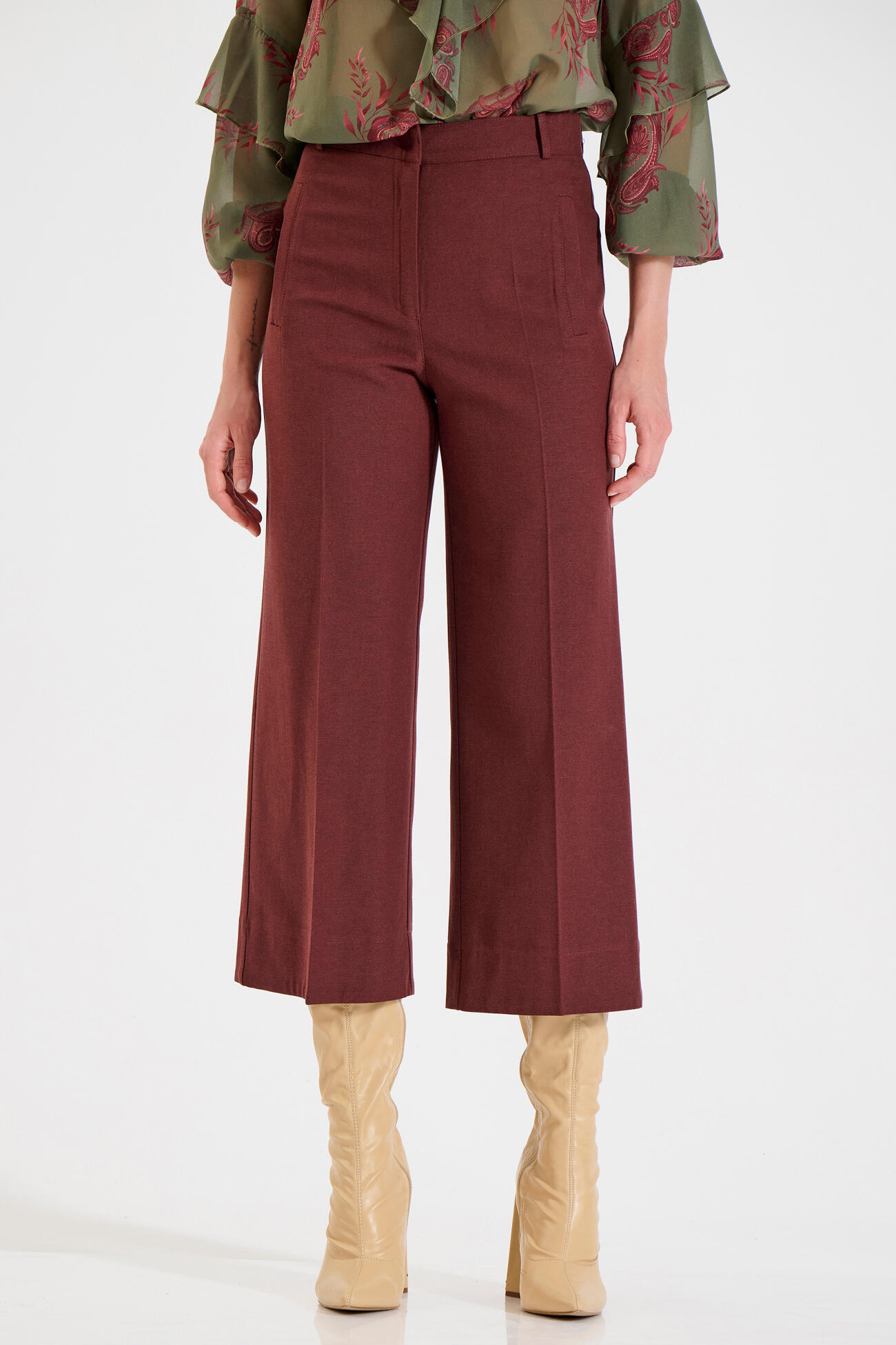 Bill Cost Παντελόνι cropped από Λιοσέλ και Βαμβάκι-10-060817-0-Burgundy/μπορντό Bill Cost Παντελόνι cropped από Λιοσέλ και Βαμβάκι-10-060817-0-Burgundy/μπορντό