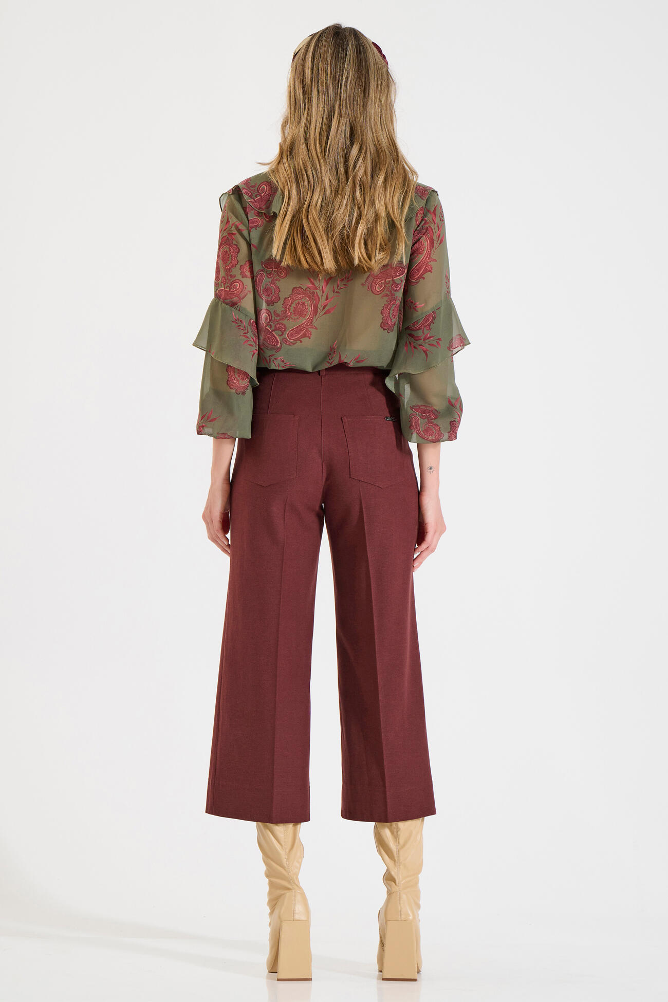 Bill Cost Παντελόνι cropped από Λιοσέλ και Βαμβάκι-10-060817-0-Burgundy/μπορντό Bill Cost Παντελόνι cropped από Λιοσέλ και Βαμβάκι-10-060817-0-Burgundy/μπορντό