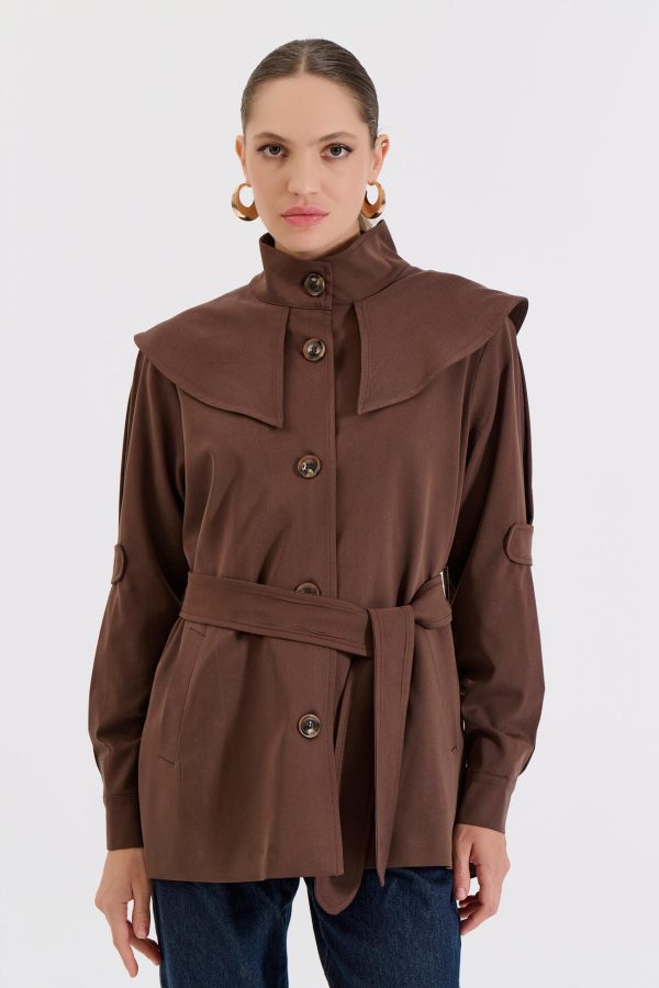 Bill Cost Καμπαρντίνα με ζώνη και μεγάλο γιακά-10-060818-0-Brown/Καφέ