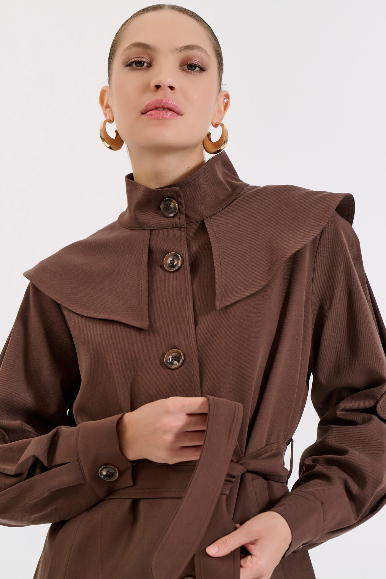 Bill Cost Καμπαρντίνα με ζώνη και μεγάλο γιακά-10-060818-0-Brown/Καφέ Bill Cost Καμπαρντίνα με ζώνη και μεγάλο γιακά-10-060818-0-Brown/Καφέ