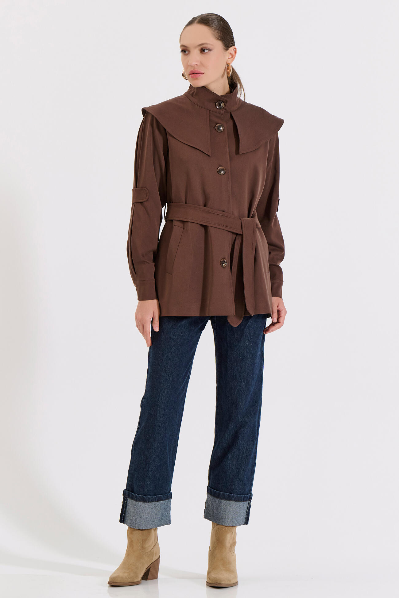 Bill Cost Καμπαρντίνα με ζώνη και μεγάλο γιακά-10-060818-0-Brown/Καφέ Bill Cost Καμπαρντίνα με ζώνη και μεγάλο γιακά-10-060818-0-Brown/Καφέ