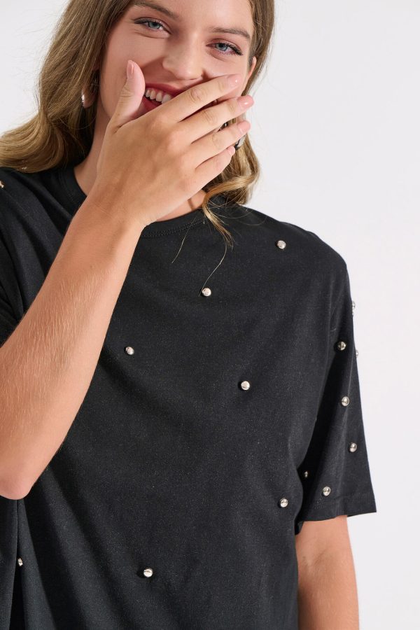 Bill Cost Μπλούζα 100% Οργανικό Βαμβάκι με Μεταλλικά Τρουκς-10-120682-0-Black/Μαύρο