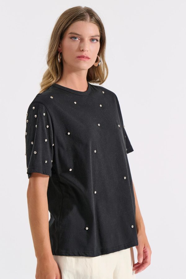 Bill Cost Μπλούζα 100% Οργανικό Βαμβάκι με Μεταλλικά Τρουκς-10-120682-0-Black/Μαύρο