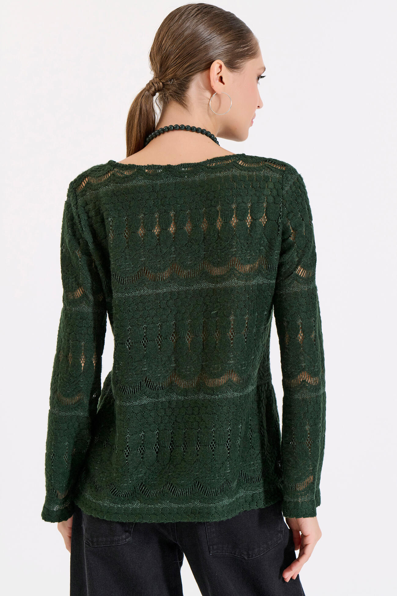 Bill Cost Πλεκτή μπλούζα με δαντελωτό μοτίβο 10-130177-0-Green/Πράσινο Bill Cost Πλεκτή μπλούζα με δαντελωτό μοτίβο 10-130177-0-Green/Πράσινο