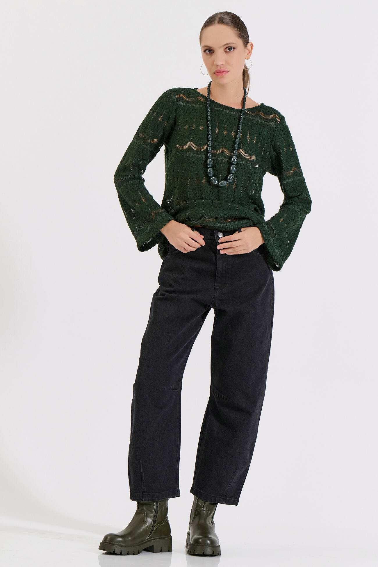 Bill Cost Πλεκτή μπλούζα με δαντελωτό μοτίβο 10-130177-0-Green/Πράσινο Bill Cost Πλεκτή μπλούζα με δαντελωτό μοτίβο 10-130177-0-Green/Πράσινο