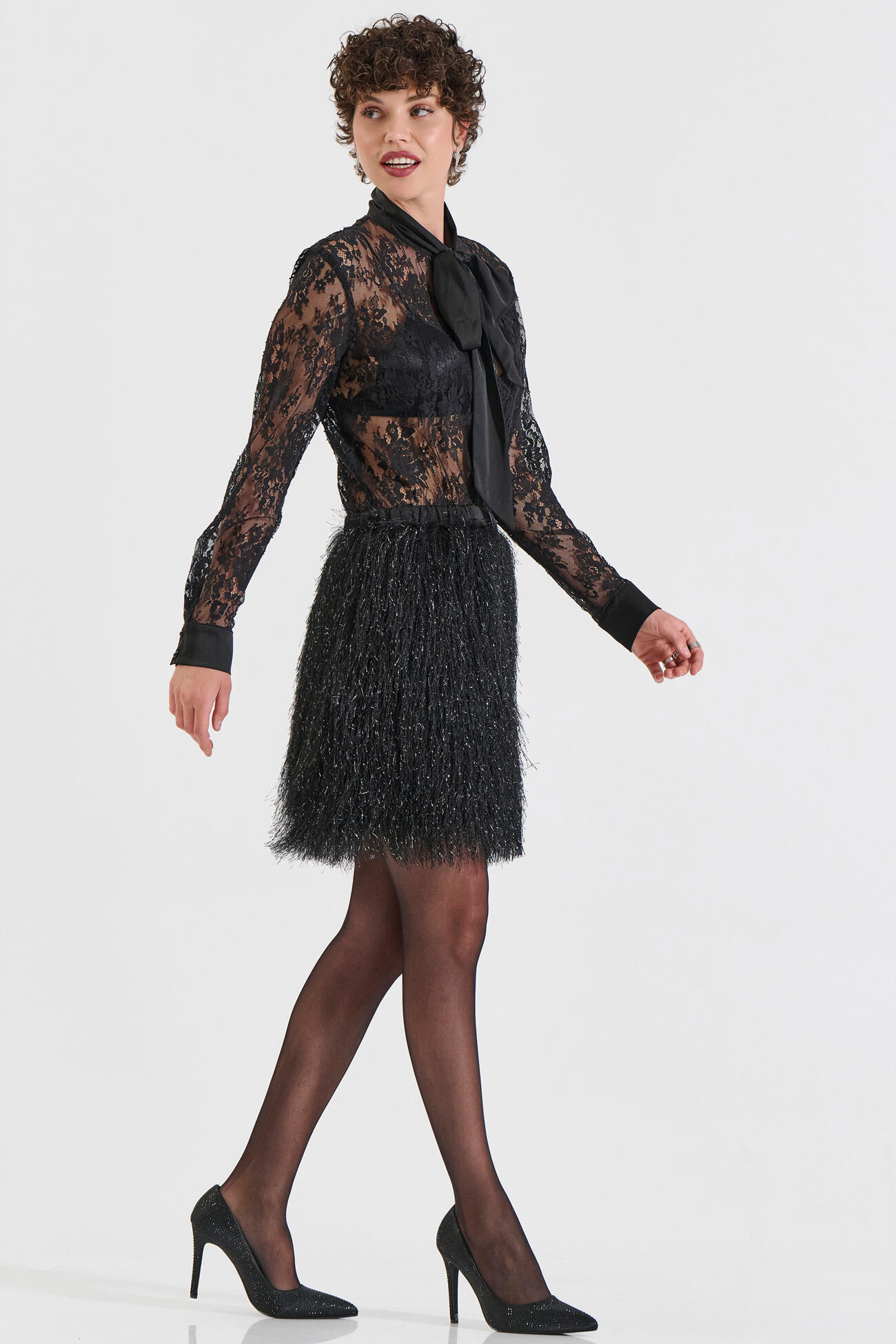 Bill Cost Μίνι Φόρεμα με Δαντέλα & Κρόσια-10-160185-0-Black/Μαύρο Bill Cost Μίνι Φόρεμα με Δαντέλα & Κρόσια-10-160185-0-Black/Μαύρο