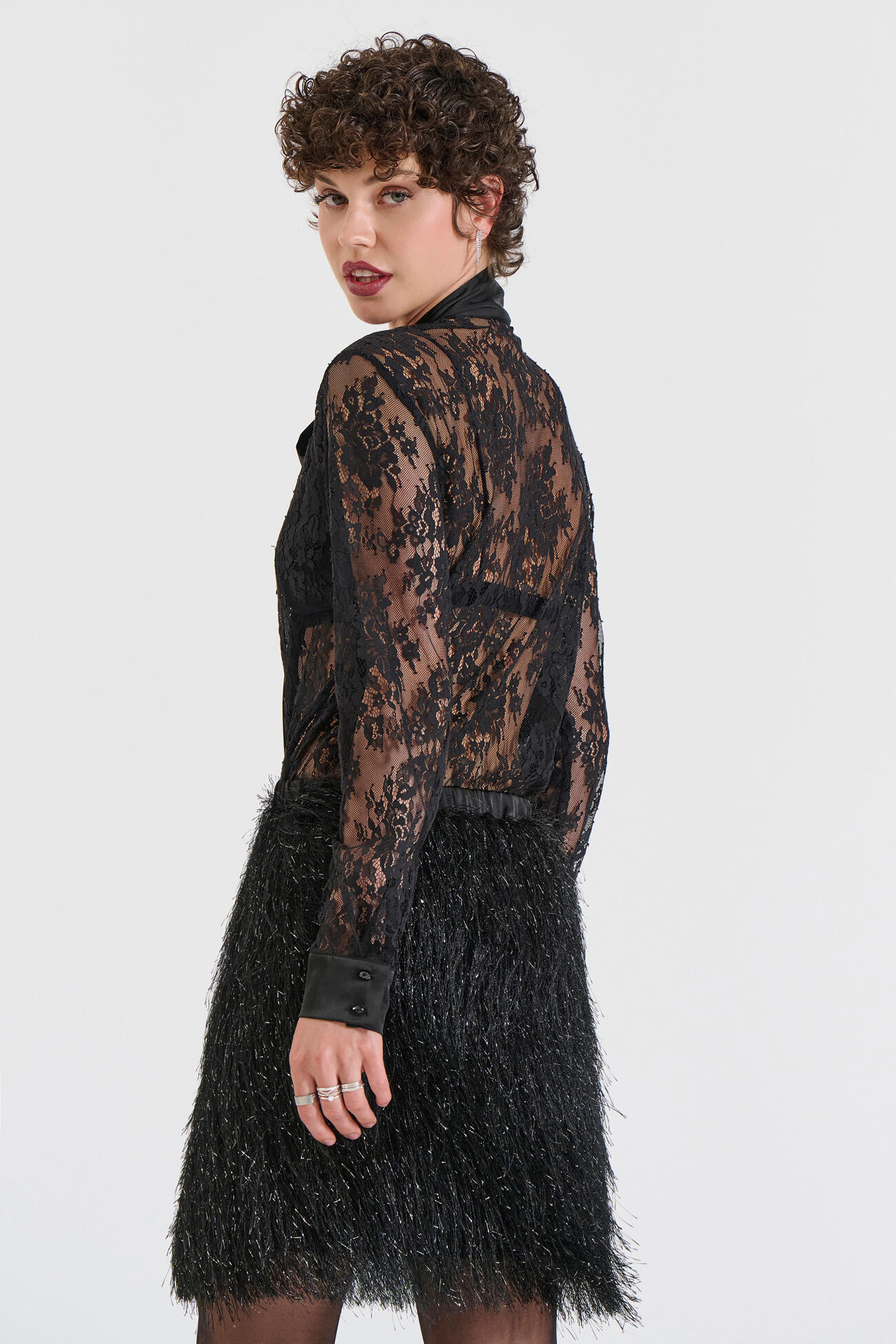 Bill Cost Μίνι Φόρεμα με Δαντέλα & Κρόσια-10-160185-0-Black/Μαύρο Bill Cost Μίνι Φόρεμα με Δαντέλα & Κρόσια-10-160185-0-Black/Μαύρο