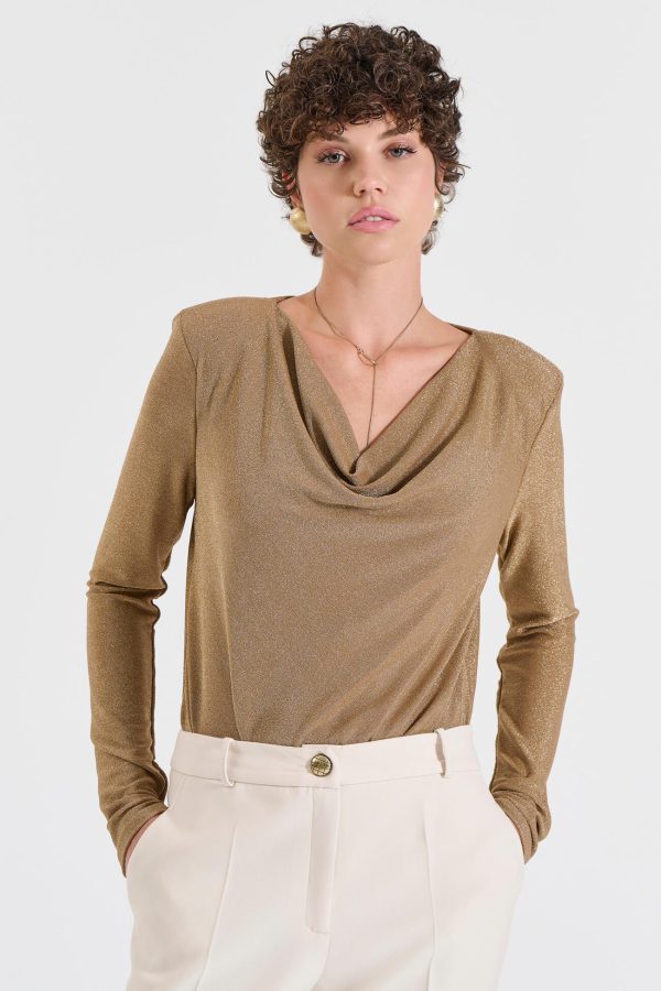 Bill Cost Kορμάκι Λούρεξ με Ντραπέ Λαιμόκοψη-10-190118-0-Golden/Χρυσό