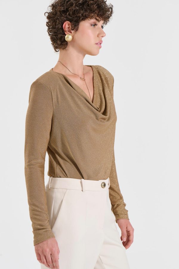 Bill Cost Kορμάκι Λούρεξ με Ντραπέ Λαιμόκοψη-10-190118-0-Golden/Χρυσό