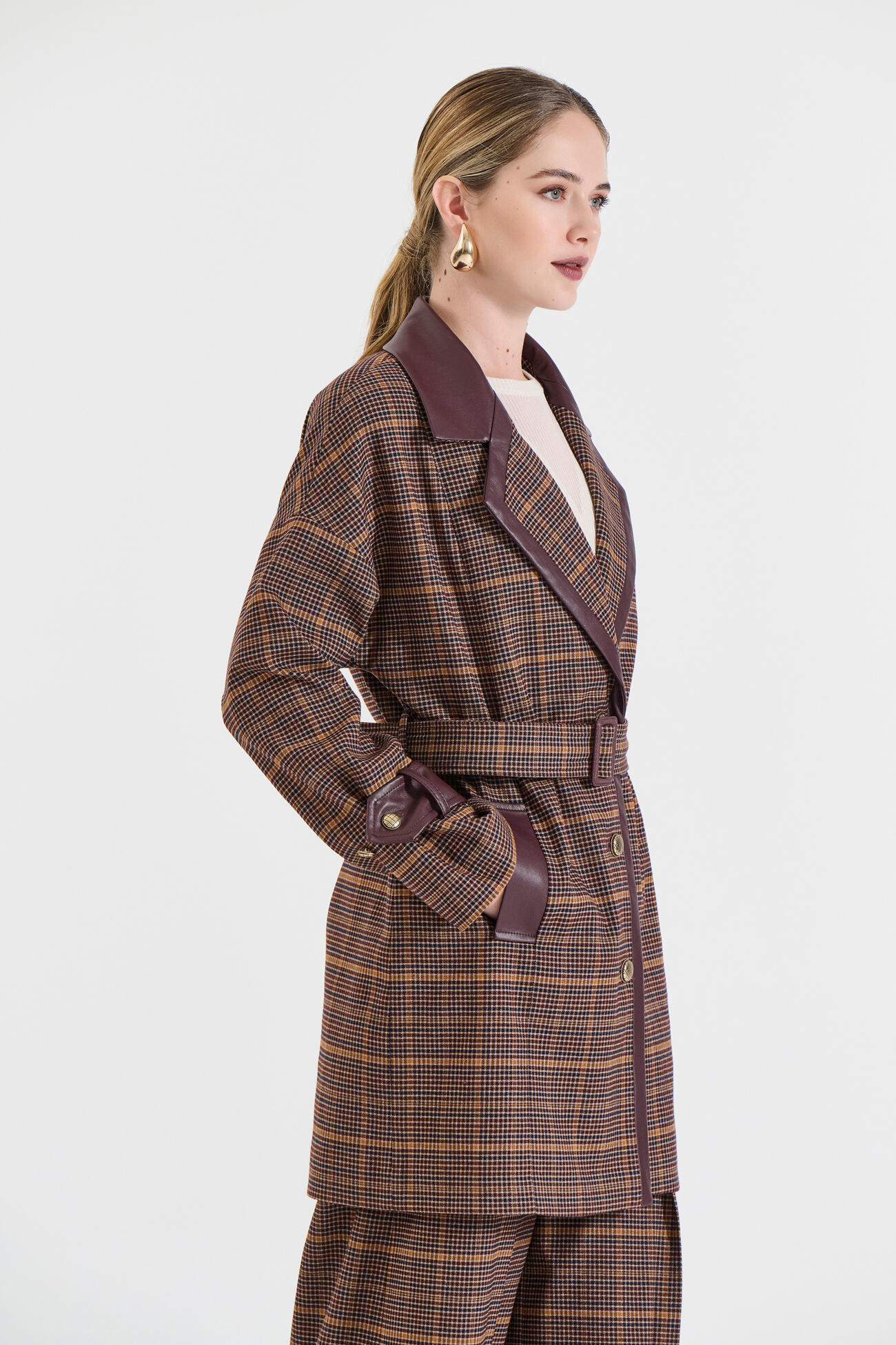 Bill Cost Καρό Ημίπαλτο με Δερματίνη-10-330360-0-Brown/Καφέ Bill Cost Καρό Ημίπαλτο με Δερματίνη-10-330360-0-Brown/Καφέ