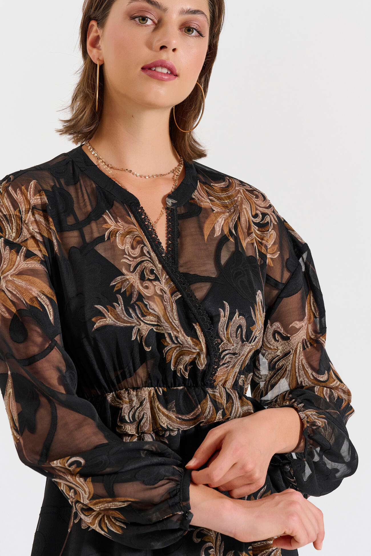 Bill Cost Μακρύ εμπριμέ φόρεμα με V λαιμόκοψη-10-342397-0-Black/Μαύρο Bill Cost Μακρύ εμπριμέ φόρεμα με V λαιμόκοψη-10-342397-0-Black/Μαύρο