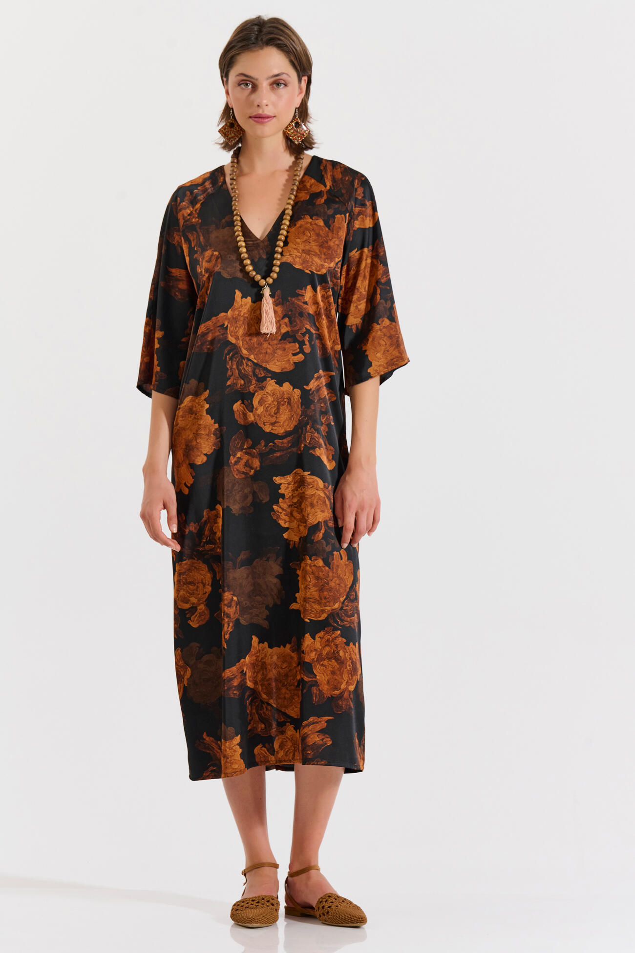 Bill Cost Μακρύ εμπριμέ φόρεμα με V λαιμόκοψη-10-342404-0-Black/Μαύρο Bill Cost Μακρύ εμπριμέ φόρεμα με V λαιμόκοψη-10-342404-0-Black/Μαύρο