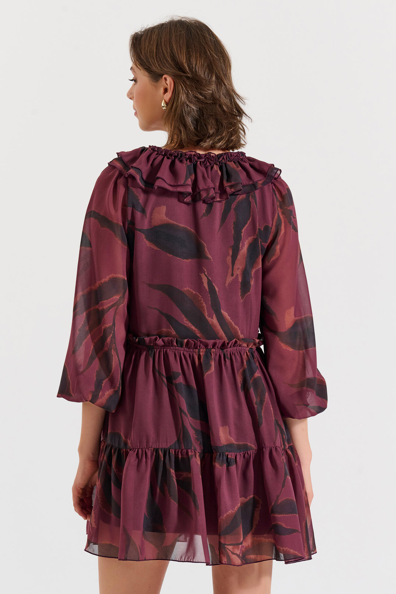 Bill Cost Φόρεμα μίνι εμπριμέ με βολάν-10-342407-0-Burgundy/μπορντό Bill Cost Φόρεμα μίνι εμπριμέ με βολάν-10-342407-0-Burgundy/μπορντό