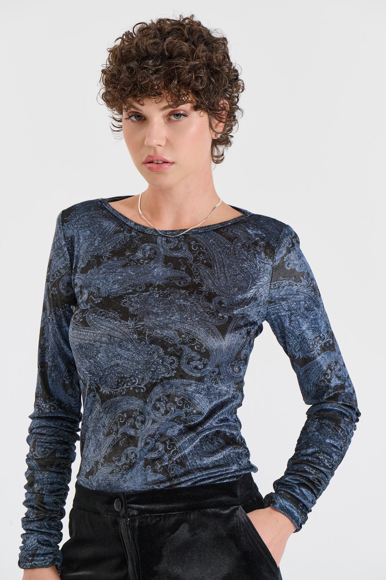 Bill Cost Βελούδινη Μπλούζα με Paisley Μοτίβο-10-342446-0-Blue/Μπλε Bill Cost Βελούδινη Μπλούζα με Paisley Μοτίβο-10-342446-0-Blue/Μπλε