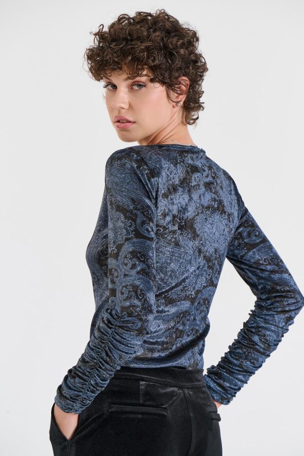 Bill Cost Βελούδινη Μπλούζα με Paisley Μοτίβο-10-342446-0-Blue/Μπλε