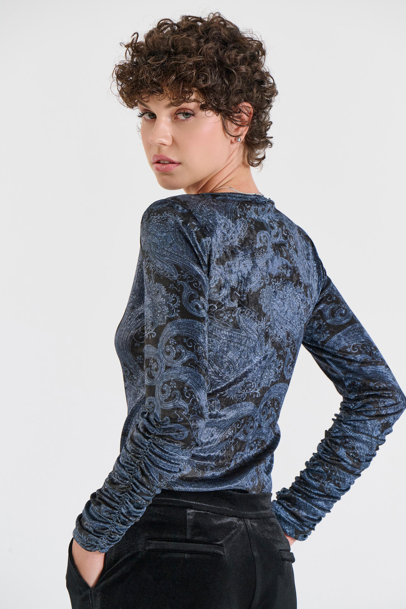 Bill Cost Βελούδινη Μπλούζα με Paisley Μοτίβο-10-342446-0-Blue/Μπλε Bill Cost Βελούδινη Μπλούζα με Paisley Μοτίβο-10-342446-0-Blue/Μπλε