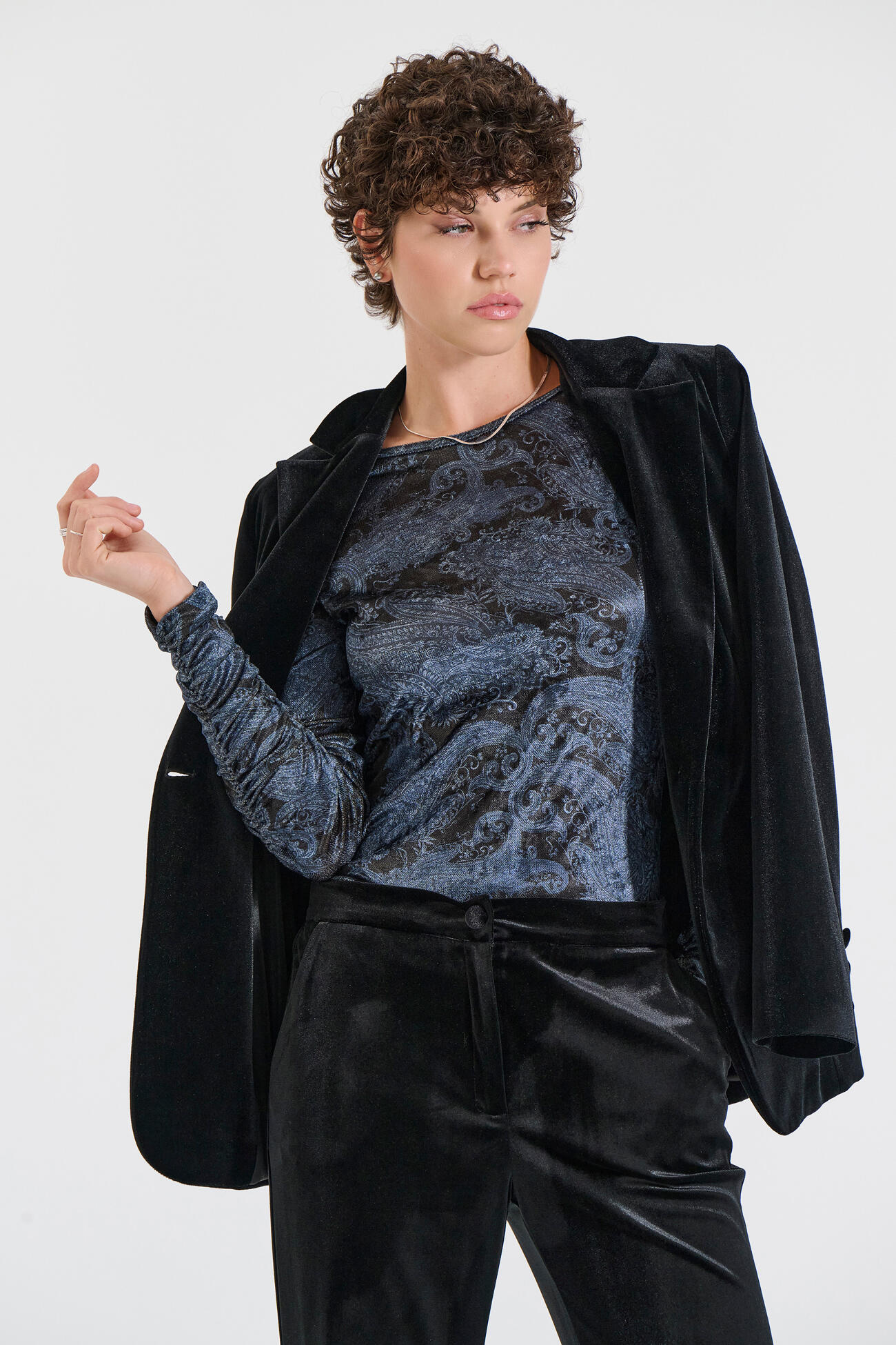 Bill Cost Βελούδινη Μπλούζα με Paisley Μοτίβο-10-342446-0-Blue/Μπλε Bill Cost Βελούδινη Μπλούζα με Paisley Μοτίβο-10-342446-0-Blue/Μπλε