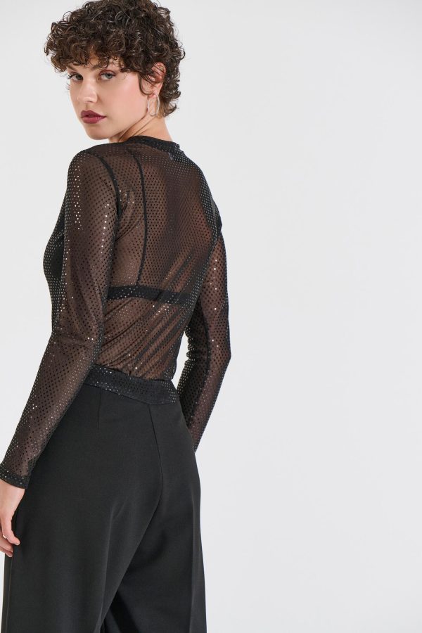 Bill Cost Μπλούζα Τούλι με Διακριτικές Παγιέτες-10-370094-0-Black/Μαύρο