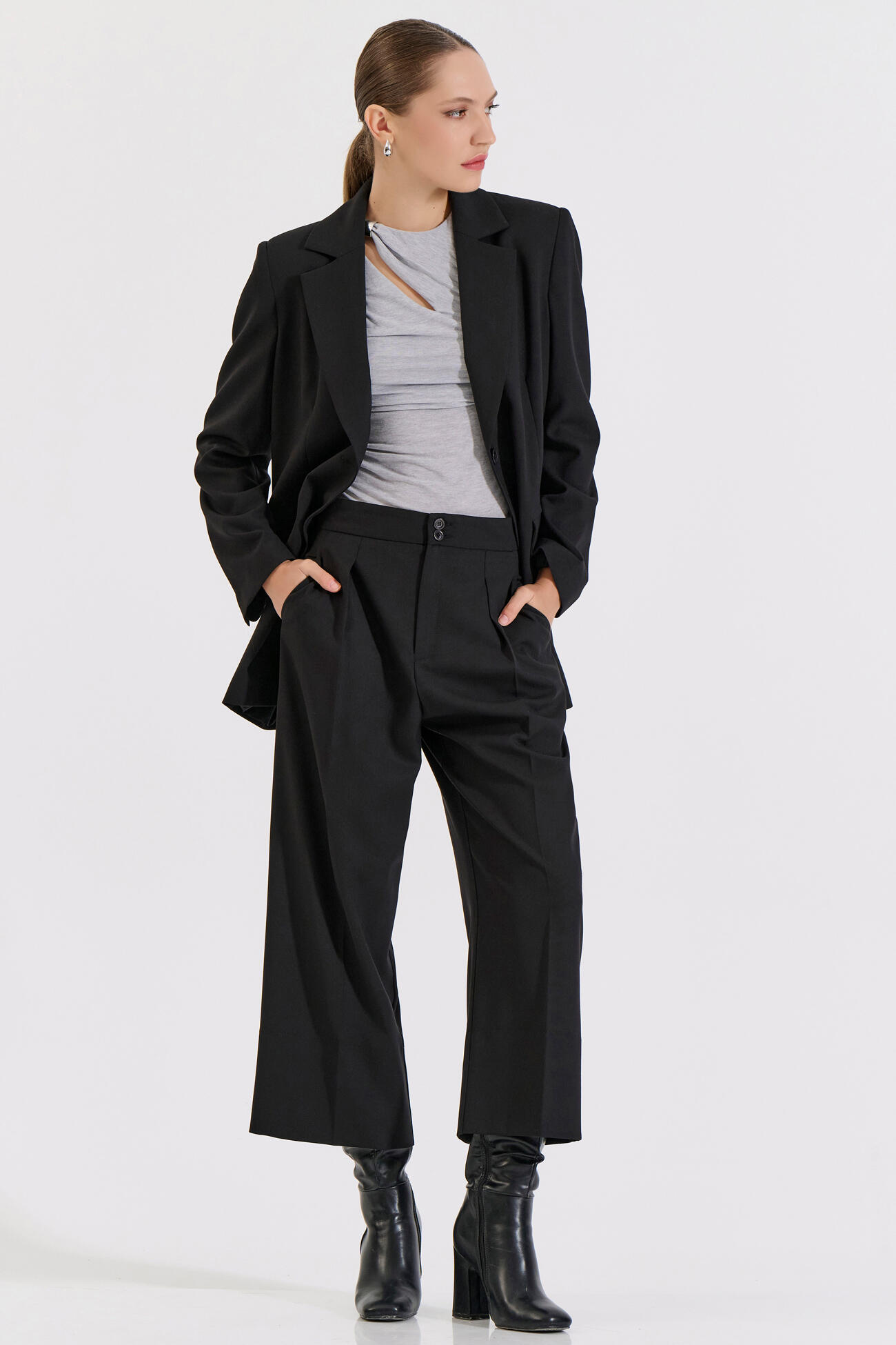 Bill Cost Ζιπ κιλότ με πιέτες-10-410182-0-Black/Μαύρο Bill Cost Ζιπ κιλότ με πιέτες-10-410182-0-Black/Μαύρο