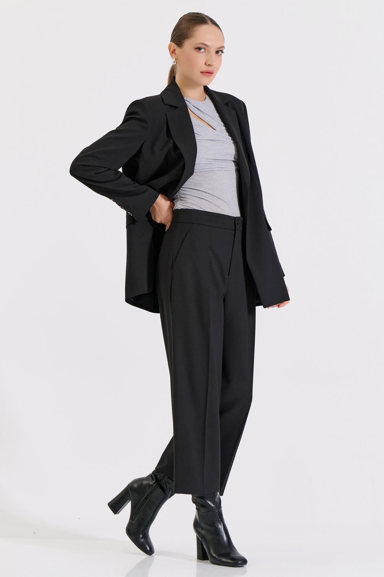 Bill Cost Ζιπ κιλότ με πιέτες-10-410182-0-Black/Μαύρο Bill Cost Ζιπ κιλότ με πιέτες-10-410182-0-Black/Μαύρο