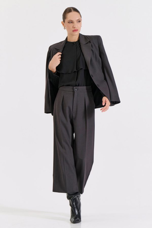 Bill Cost Ζιπ κιλότ με πιέτες-10-410182-0-Grey/Γκρι