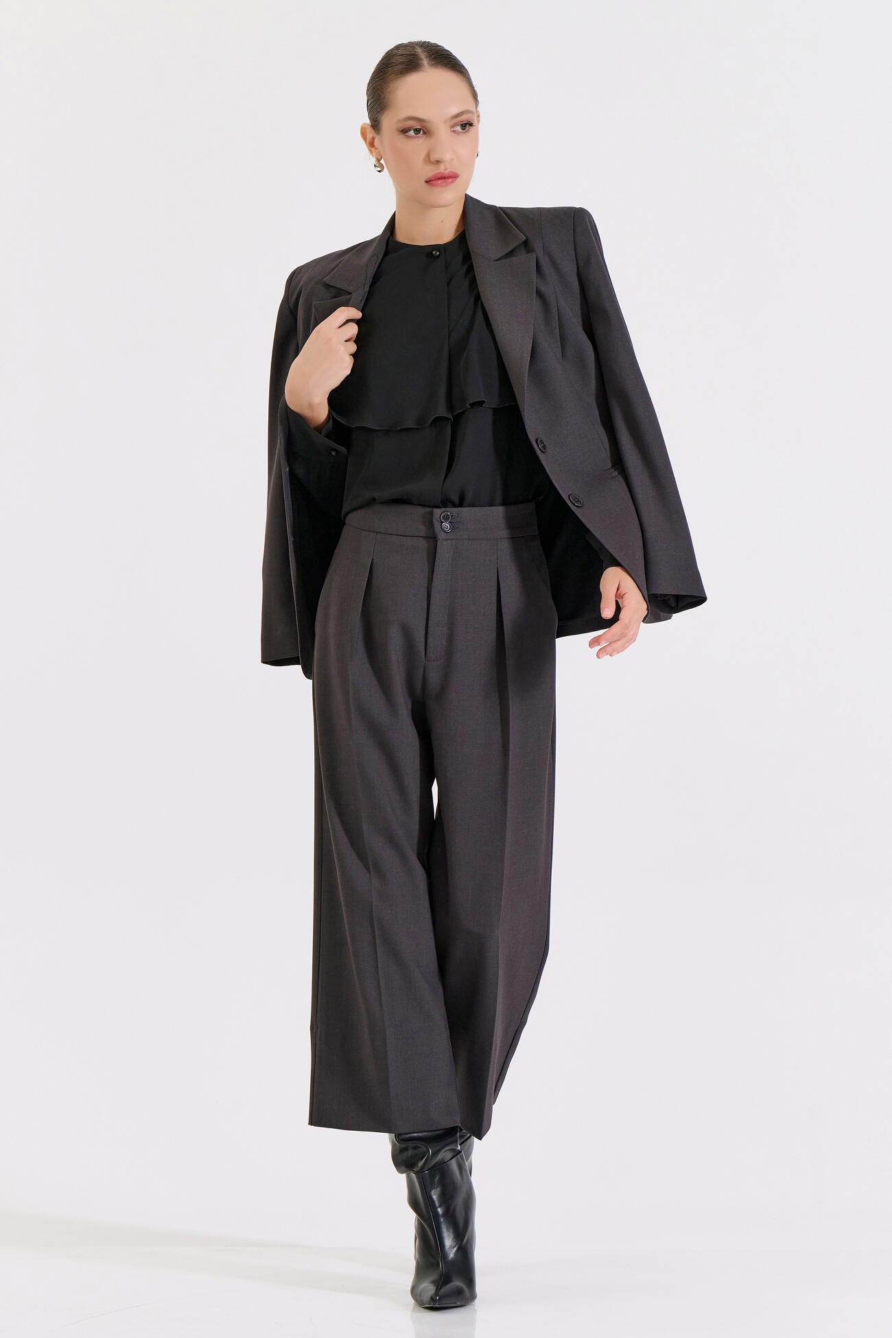 Bill Cost Ζιπ κιλότ με πιέτες-10-410182-0-Grey/Γκρι Bill Cost Ζιπ κιλότ με πιέτες-10-410182-0-Grey/Γκρι