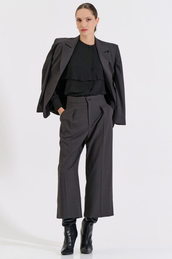 Bill Cost Ζιπ κιλότ με πιέτες-10-410182-0-Grey/Γκρι