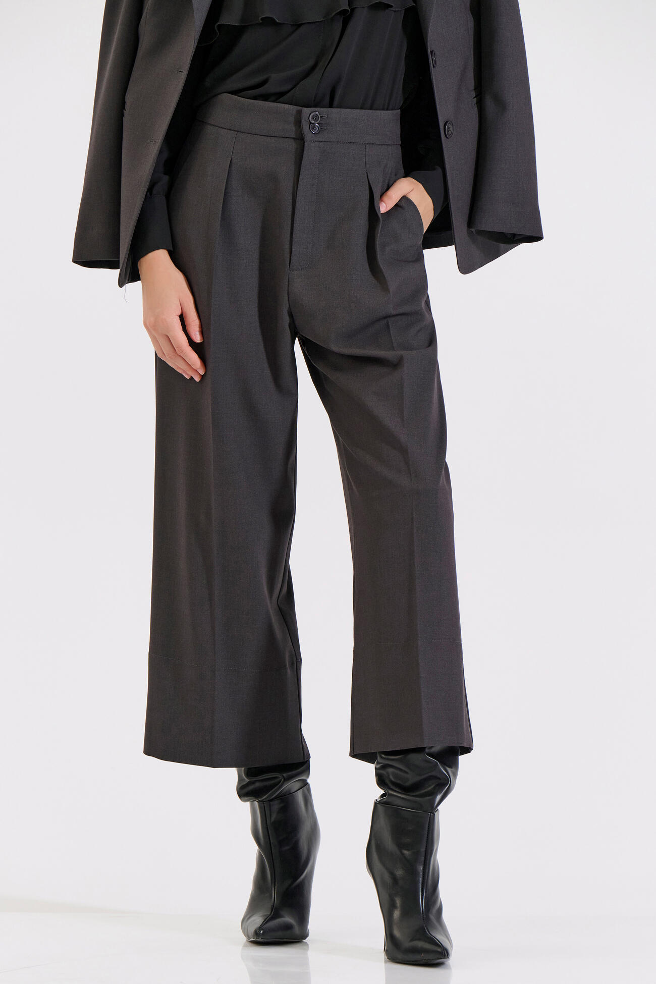 Bill Cost Ζιπ κιλότ με πιέτες-10-410182-0-Grey/Γκρι Bill Cost Ζιπ κιλότ με πιέτες-10-410182-0-Grey/Γκρι