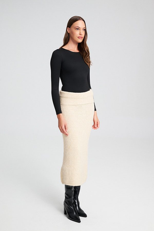 Mind Matter Γυναικεία Caramel Πλεκτή Φούστα Mind Matter MML25-02-09-057-Vanilla/Βανίλια