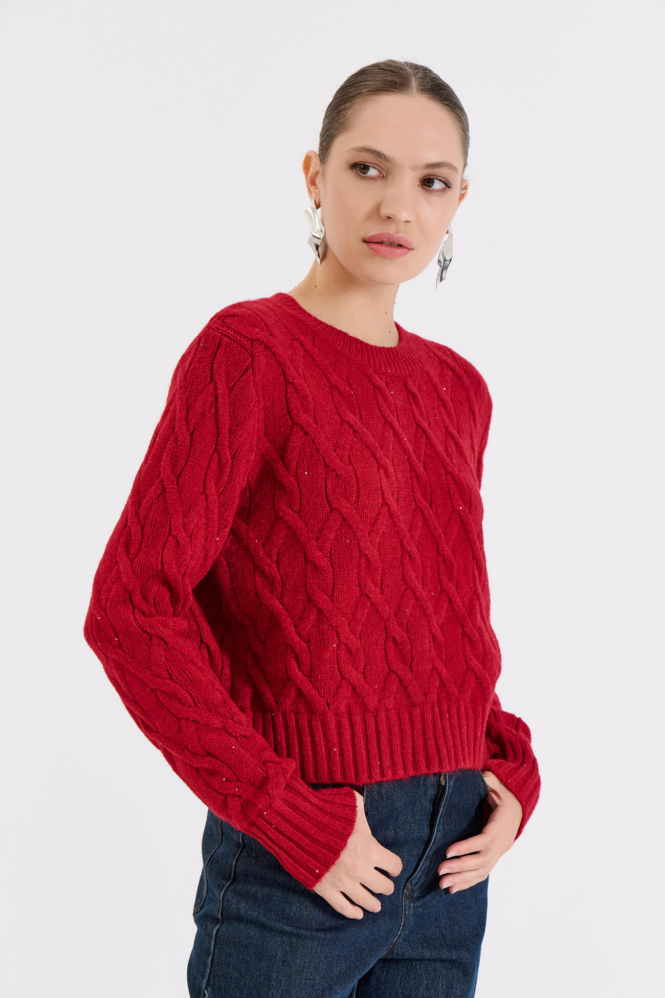 Bill Cost Πλεκτή Μπλούζα με Πλεξούδες και Διακριτική Λάμψη-20-131375-0-Red/Κόκκινο Bill Cost Πλεκτή Μπλούζα με Πλεξούδες και Διακριτική Λάμψη-20-131375-0-Red/Κόκκινο