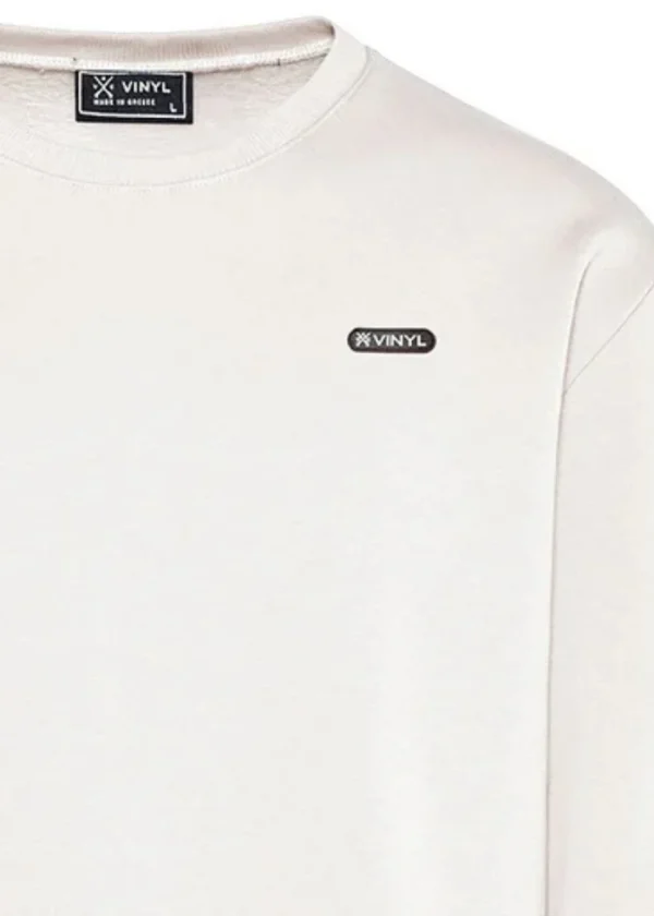 Vinyl φούτερ χωρίς κουκούλα cotton regular fit - insignia sweatshirt-24242-02-White/Άσπρο