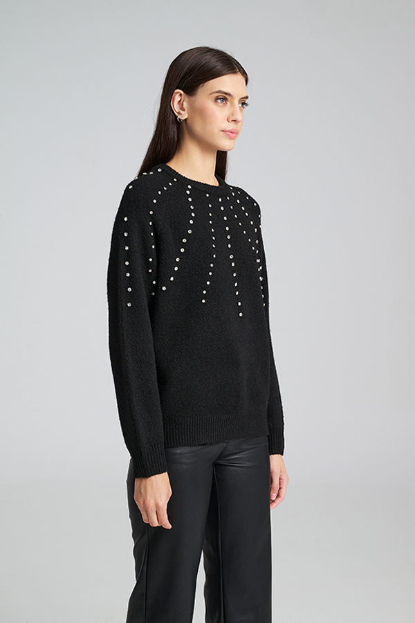 Mind Matter Πλεκτό με Διακοσμητικές Πέρλες MILLA SWEATER-MML25-02-09-023_BLACK/ΜΑΥΡΟ Mind Matter Πλεκτό με Διακοσμητικές Πέρλες MILLA SWEATER-MML25-02-09-023_BLACK/ΜΑΥΡΟ