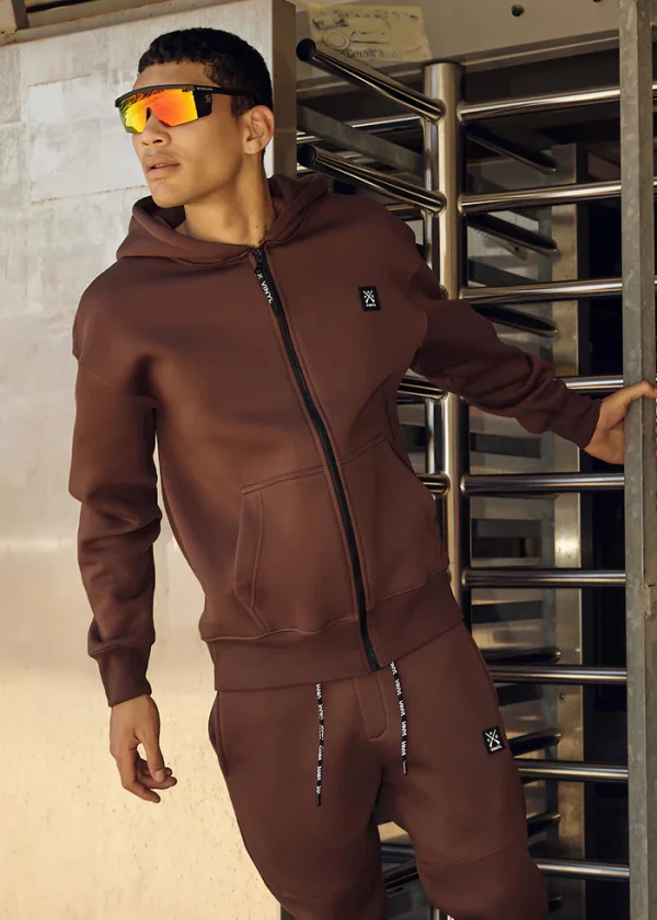 Vinyl φόρμα παντελόνι μονόχρωμο cotton regular fit - core sweatpants-06324-33-Brown/Kαφέ