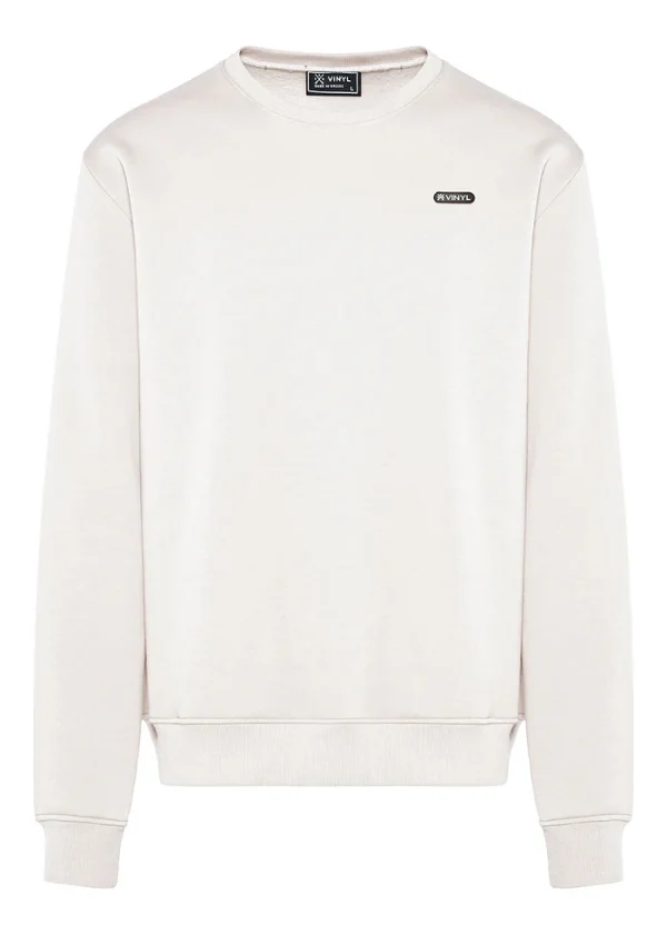 Vinyl φούτερ χωρίς κουκούλα cotton regular fit - insignia sweatshirt-24242-02-White/Άσπρο