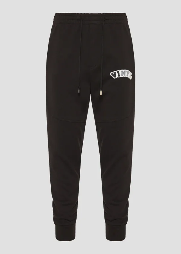 Vinyl φόρμα παντελόνι με patch cotton regular fit - puff logo sweatpants-03714-01-Black/Μαύρο