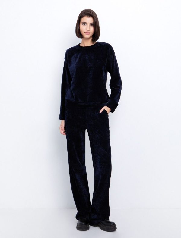 Toi&Moi Βελουτέ παντελόνι με τσέπες 20-5792-225-Blue Navy/Μπλέ Navy