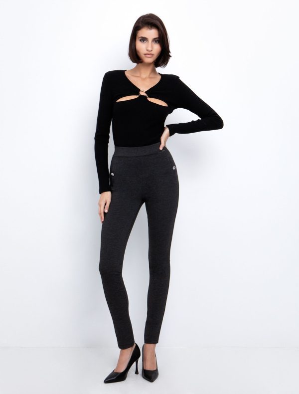 Toi&Moi Ελαστικό παντελόνι με κουμπιά 20-5797-225-Anthracite/Ανθρακί