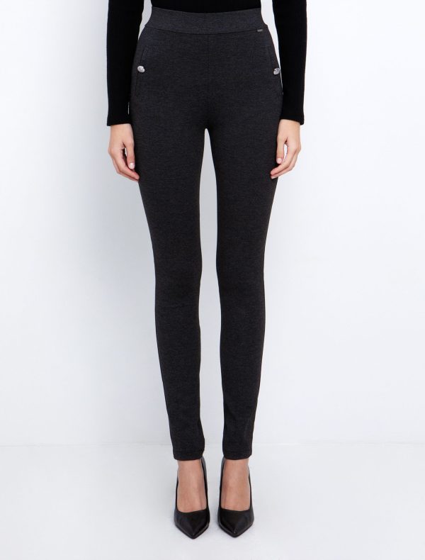 Toi&Moi Ελαστικό παντελόνι με κουμπιά 20-5797-225-Anthracite/Ανθρακί