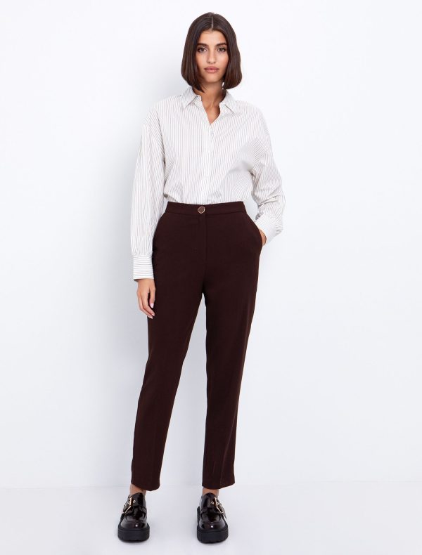 Toi&Moi Ankle-length κρεπ παντελόνι 20-5719-225-Brown/Καφέ