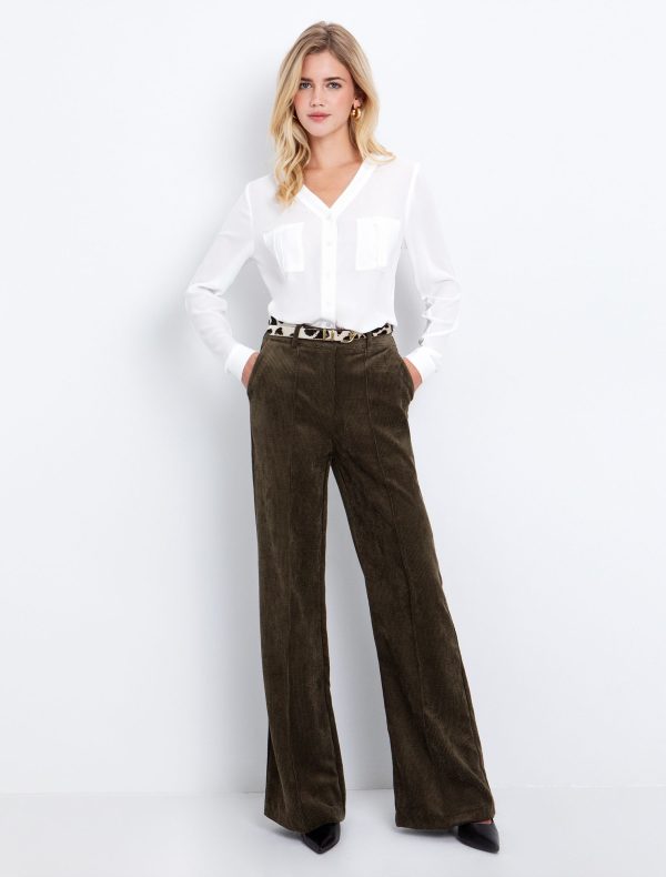 Toi&Moi Κοτλέ παντελόνι σε ίσια γραμμή 20-5789-225-Olive/Λαδί