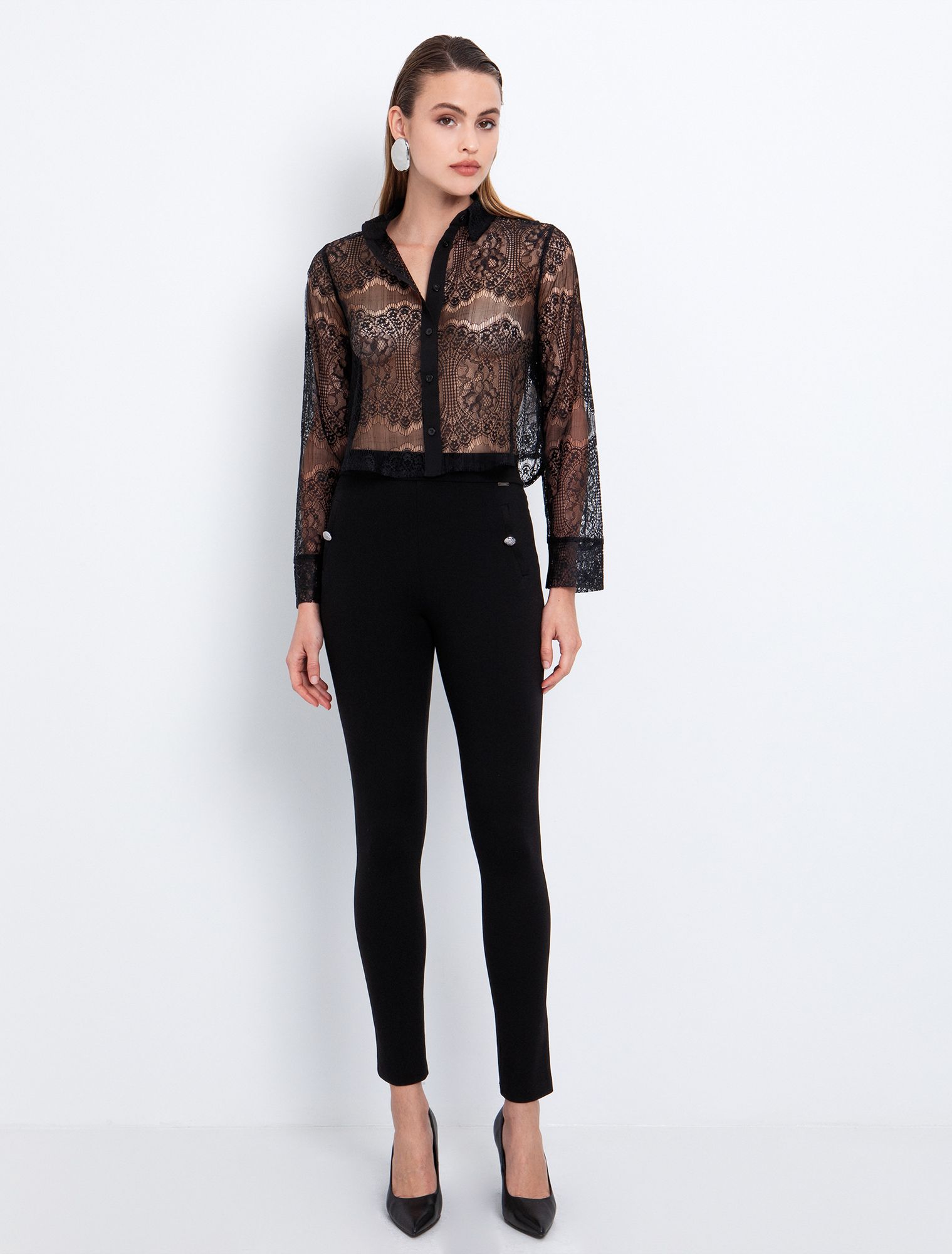 Toi&Moi Ελαστικό παντελόνι με κουμπιά 20-5797-225-Black/Μαύρο Toi&Moi Ελαστικό παντελόνι με κουμπιά 20-5797-225-Black/Μαύρο