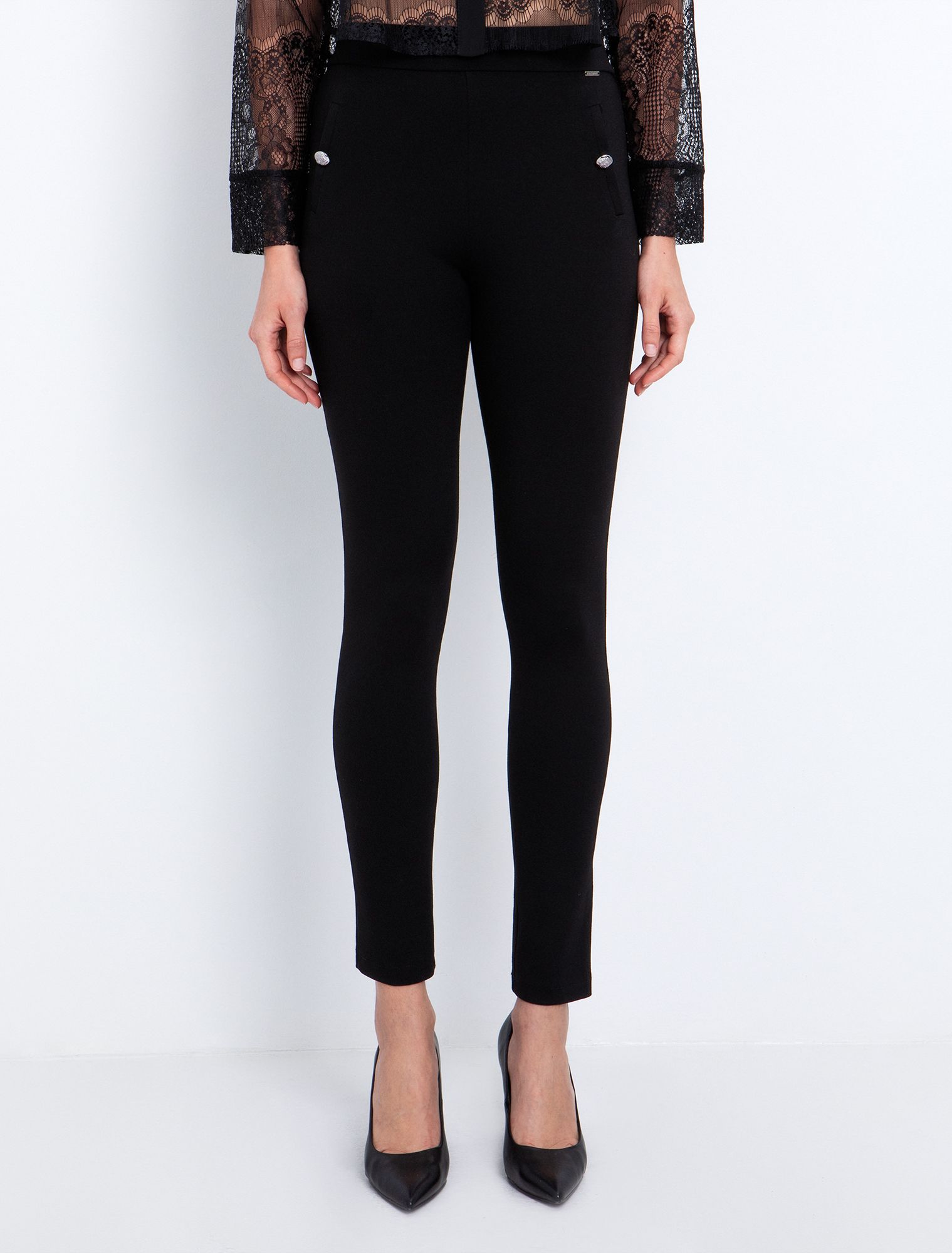 Toi&Moi Ελαστικό παντελόνι με κουμπιά 20-5797-225-Black/Μαύρο Toi&Moi Ελαστικό παντελόνι με κουμπιά 20-5797-225-Black/Μαύρο