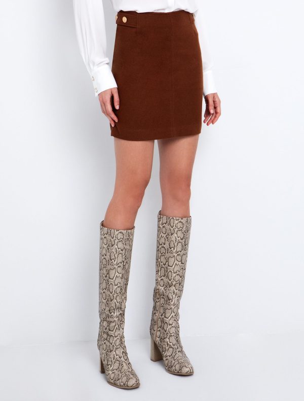 Toi&Moi Mάλλινη φούστα με κουμπιά 10-3916-225-Caramel/Καραμέλα