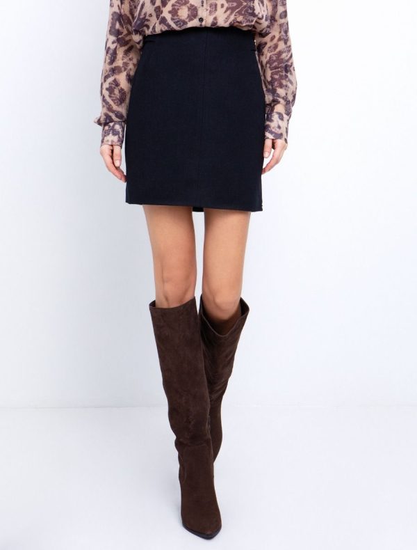 Toi&Moi Mάλλινη φούστα με κουμπιά 10-3916-225-Blue Νavy/Μπλέ Σκούρο