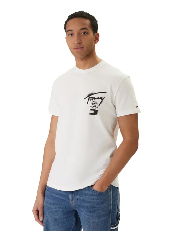 Tommy Jeans ΑΝΔΡΙΚΟ T-SHIRT TOMMY JEANS TJM REG CITY SIGN SS TEE EXT DM0DM22553-YBL ECRU/Εκρού