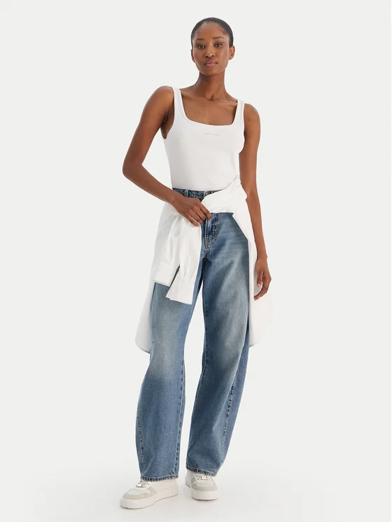 Calvin Klein RIB MONOGRAM SCOOP TANK TOP WOMEN  LV047A804G-Bright White/Λευκό