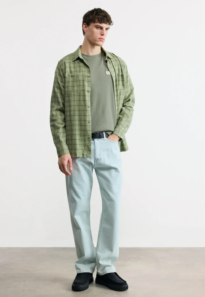 Calvin Klein Ανδρική Μπλούζα Ss Waffle Badge Crewnk Tee LV04RD008G-Dusty Olive/Λαδί