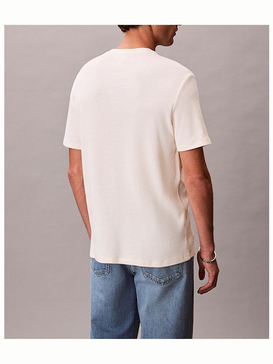 Calvin Klein Ανδρική Μπλούζα Ss Waffle Badge Crewnk Tee LV04RD008G-Calico/Mπέζ Απαλό